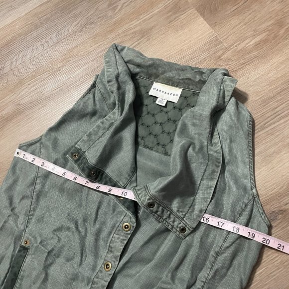 Anthropologie Marrakech Tombolo Vest S small natural army green snap layer boho - Picture 5 of 7